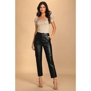 Lulus Open Minded Black Vegan Leather Pants - Size S